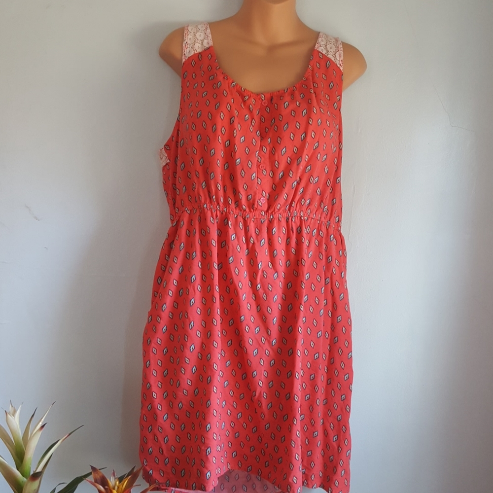 2x Summer dress with pockets & laceback detail